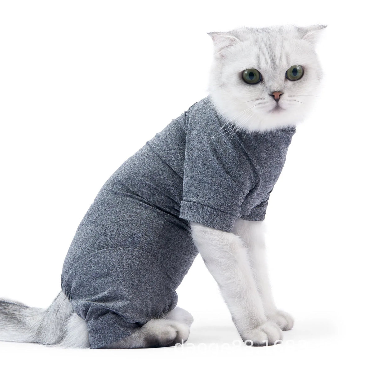 Blending gray polyester cat recovery suit after neutering, sizes XS to L, chest 25-46cm