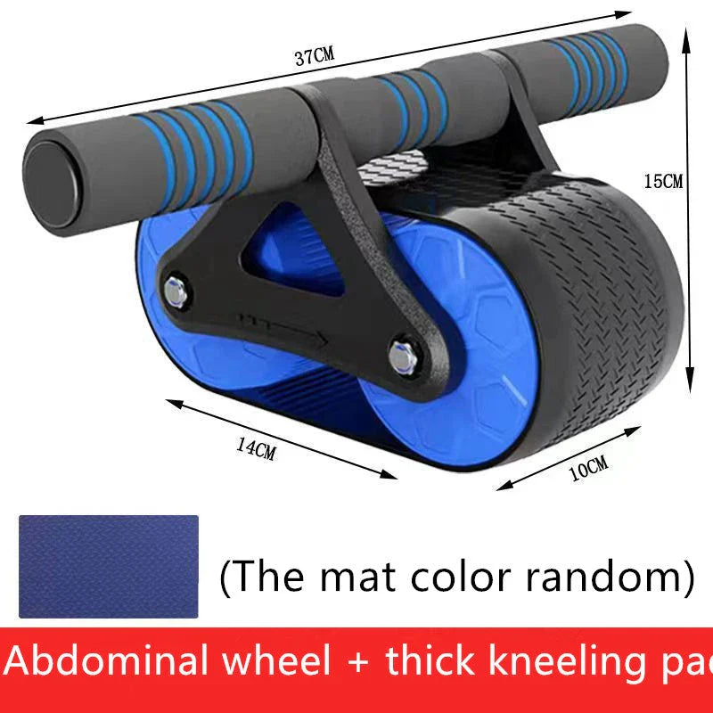 Dual-wheel abdominal roller with sweat-absorbent grip handle for intense core workouts