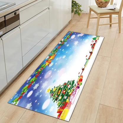 Polyester bathroom entrance mat with machine-woven cartoon pattern in multicolour design