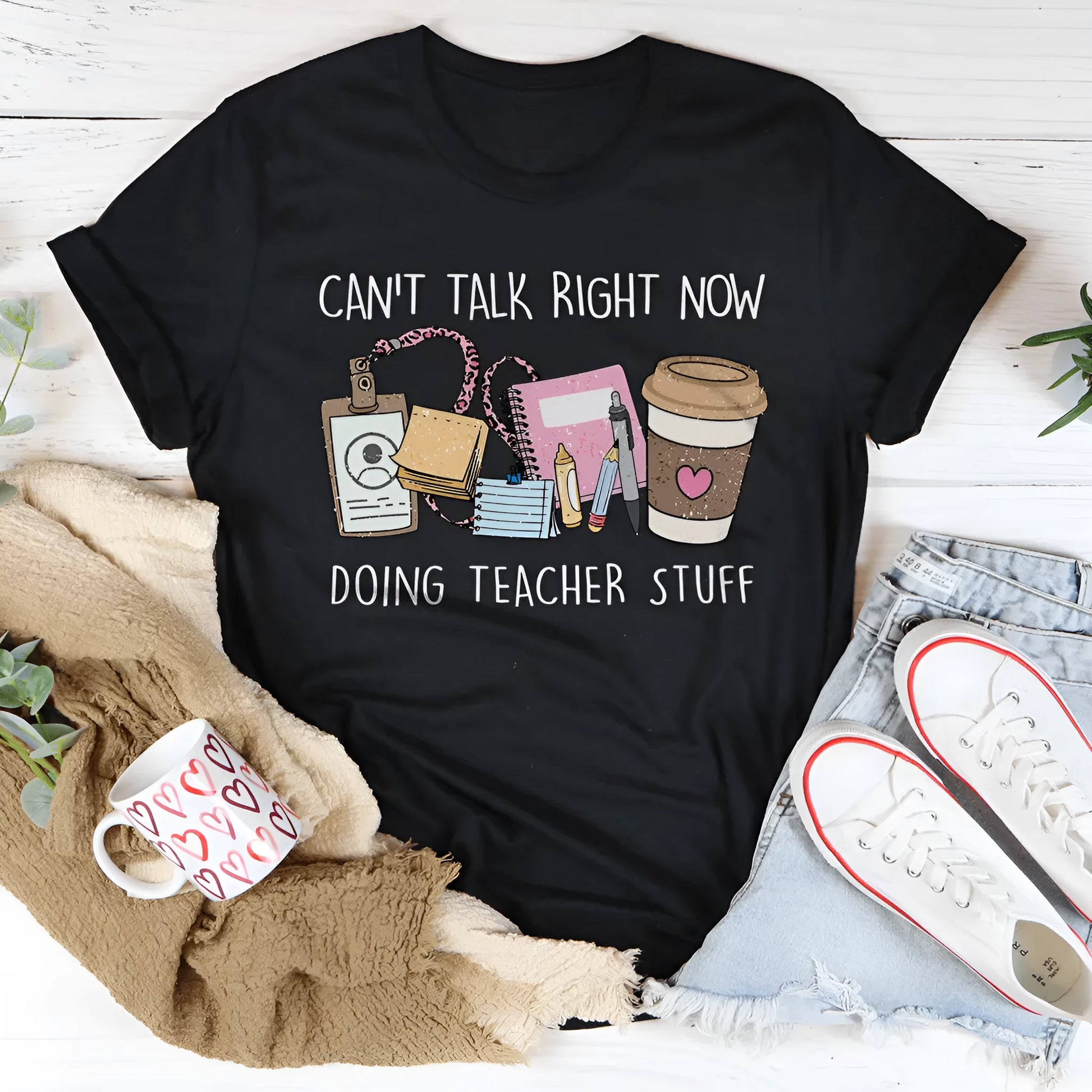 Black summer T-shirt with round neck and short sleeves showing straight fit silhouette