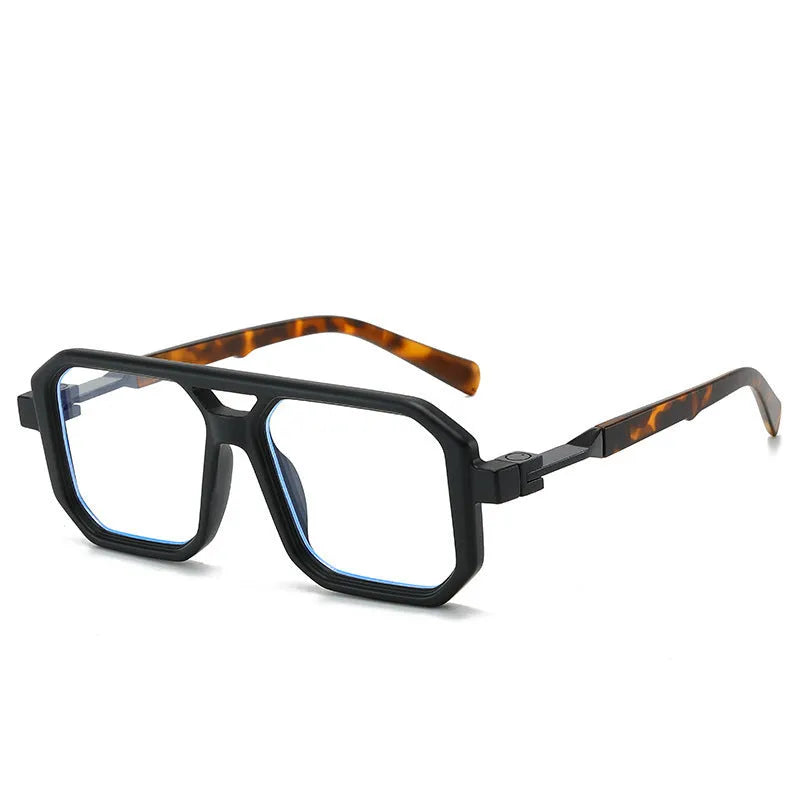 Retro double beam pilot sunglasses with metal alloy frame and polarised lenses in black with double grey piece