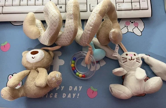 Soft, cuddly baby rattles with bunny and bear designs for cribs and strollers