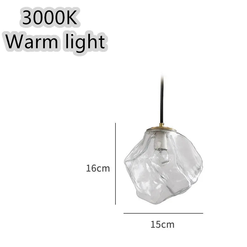 Glass ice cube chandelier in smoky grey, cognac or clear with black hanging wire, 11W-15W LED, 4000K