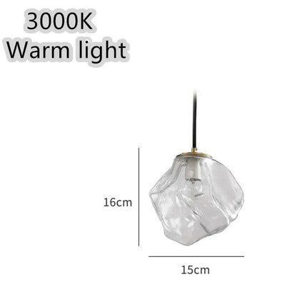 Glass ice cube chandelier in smoky grey, cognac or clear with black hanging wire, 11W-15W LED, 4000K
