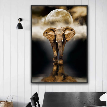 Frameless black elephant oil canvas painting rectangle 50x70cm for living room wall decor