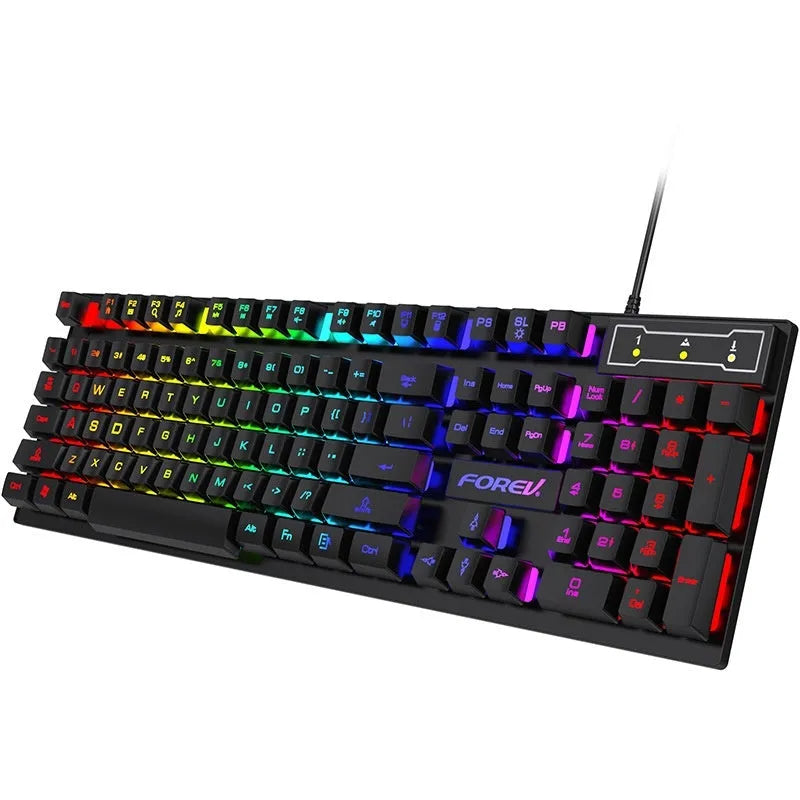Black portable 104-key gaming keyboard with backlight showing compact design and 1.5m cable