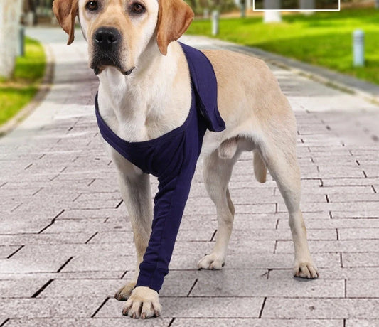 Denim anti-licking sleeve for dogs postoperative recovery in dark blue