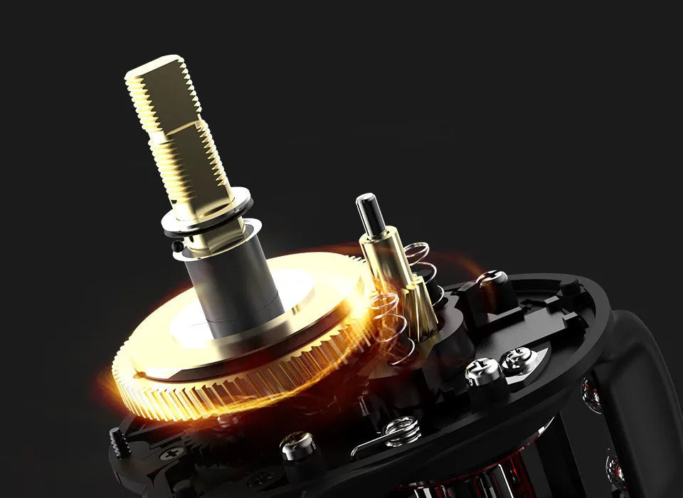 Drip wheel fishing reel and vessel setup for boat angling with left or right hand wheel option.