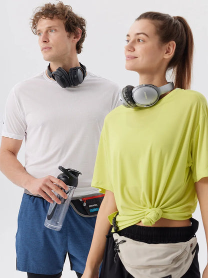 Men's straight-leg sports shorts with side slits in turmeric yellow, night blue, and black colours