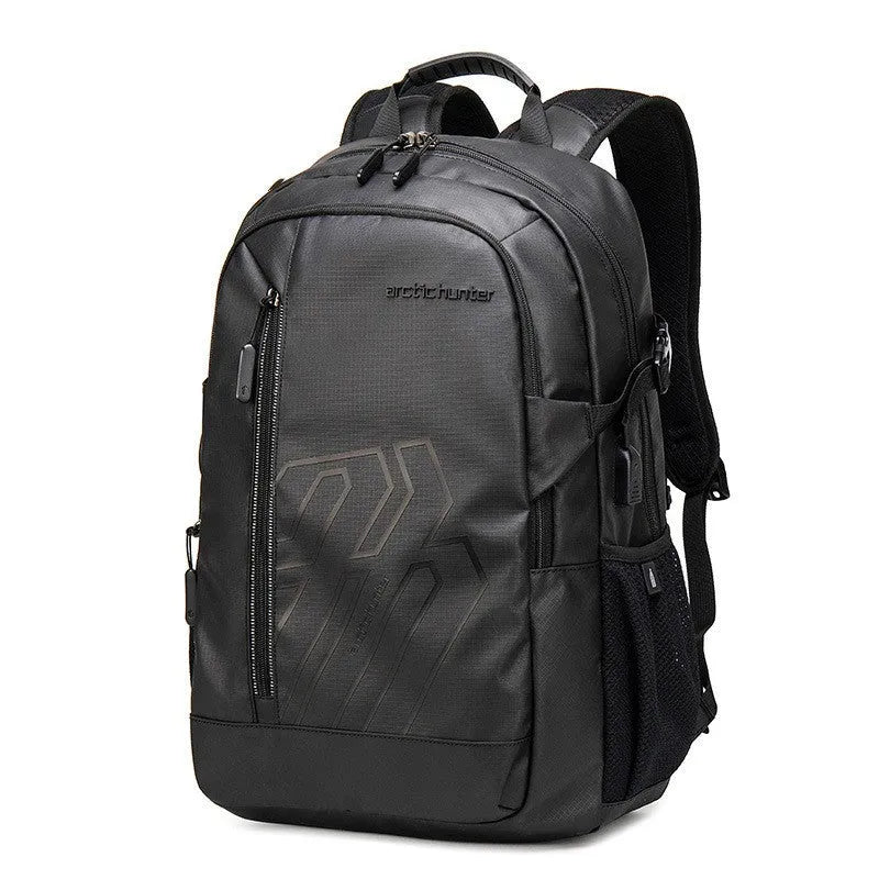 Blue plaid casual computer backpack with a single curved shoulder strap, shown front-on, with an 18-inch height for scale.