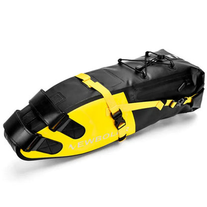 Waterproof large tail bag for cycling with 13-litre capacity and PVC construction in black, green, or yellow