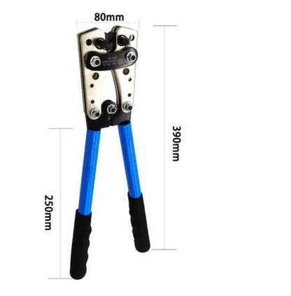 HX-50B crimping pliers with aluminium handle and integrated cable cutter for electrical terminal connections