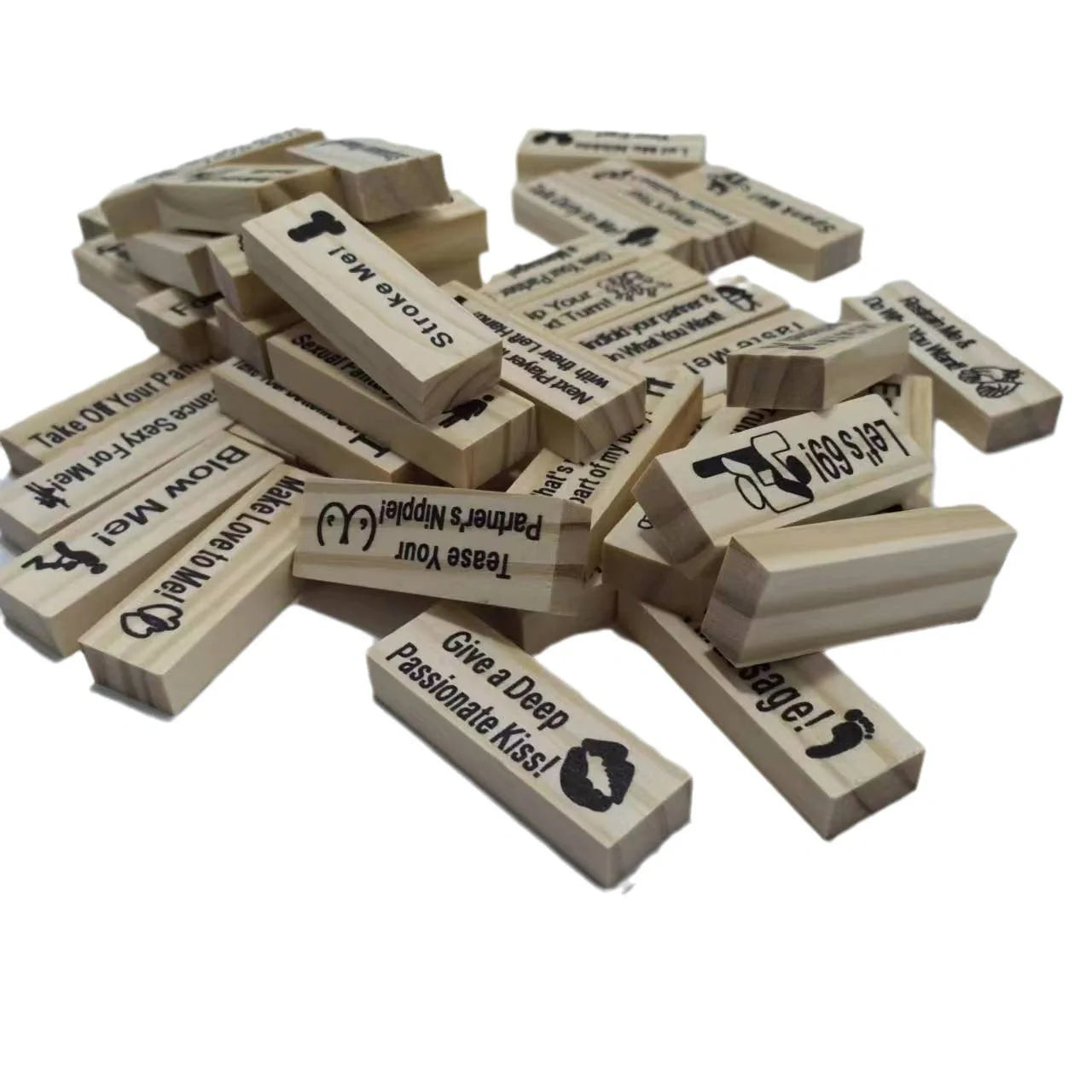 Couple's intimacy block tower game made from sustainable wood for date nights