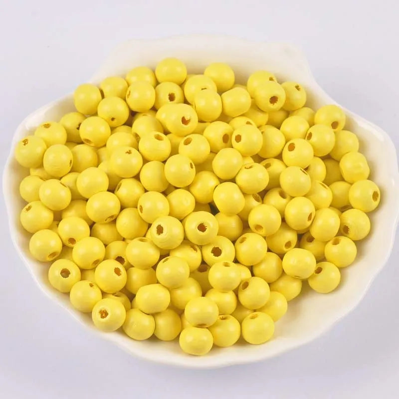 100 round wooden beads in 6mm to 12mm sizes, lotus wood with dyed surface for DIY crafts