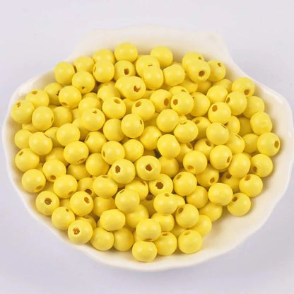 100 round wooden beads in 6mm to 12mm sizes, lotus wood with dyed surface for DIY crafts
