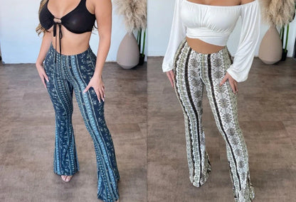 Fashionable slim-fit printed pants for women in various vibrant colors and sizes