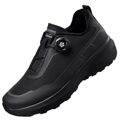 Men's thick sole rotating button sneakers in army green with platform design