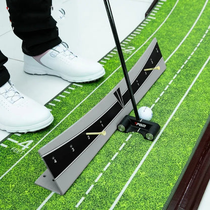 Golf putter balance simulator with adjustable rod on PVC frame for putting practice