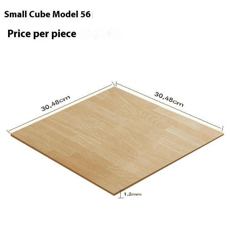 Self-adhesive vinyl flooring tile showing 30cm x 30cm dimensions with peel-and-stick backing visible