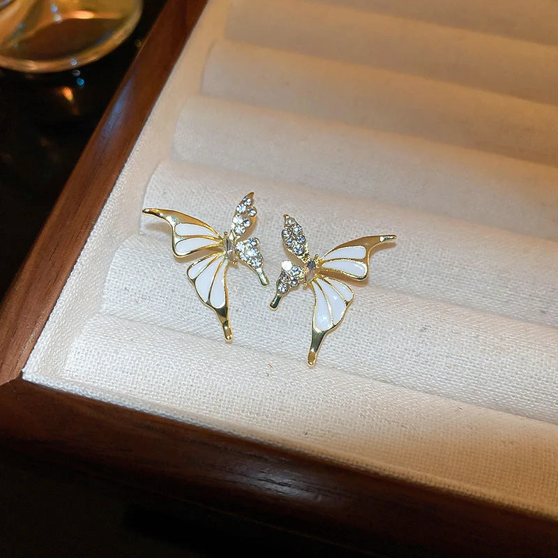Rhinestone Dripped Butterflies Stud Earrings in colors A128 and A129