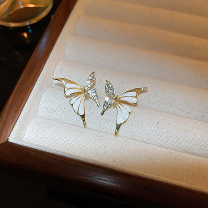 Rhinestone Dripped Butterflies Stud Earrings in colors A128 and A129