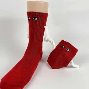 Stylish couple matching mid-tube socks in various colors for a fun and fashionable look.