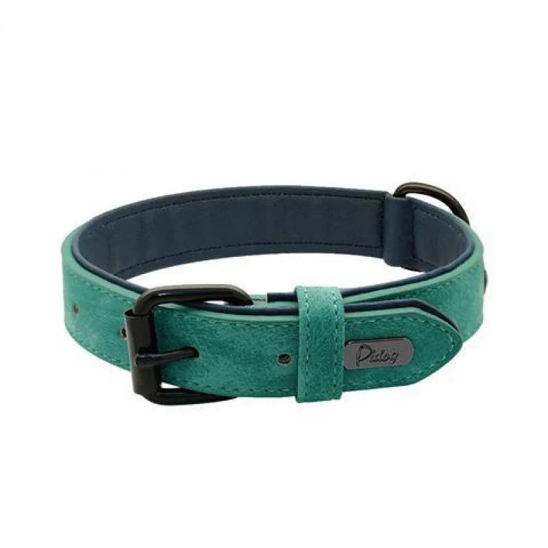 Adjustable anti-loss dog collar showing double-layer thickening construction in multiple colour options