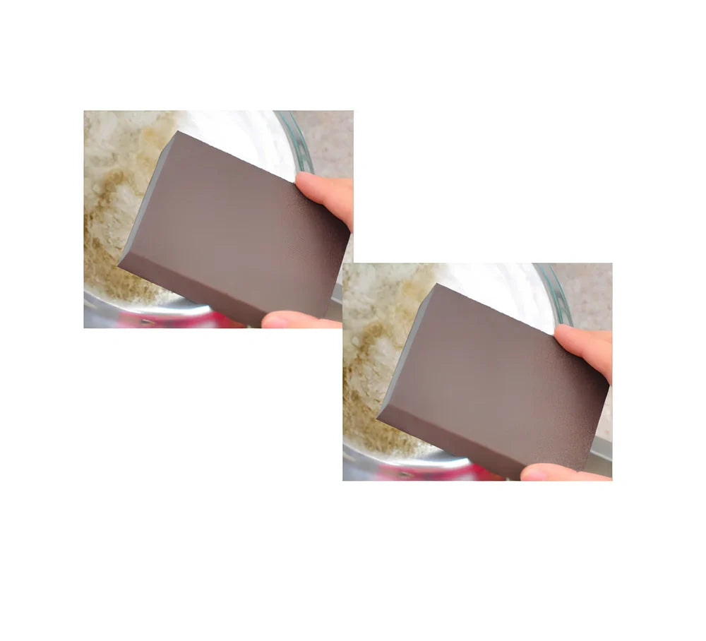Magic eraser cotton nano emery sponge measuring 10x7x2.5cm with integrated 7cm steel ball for kitchen cleaning
