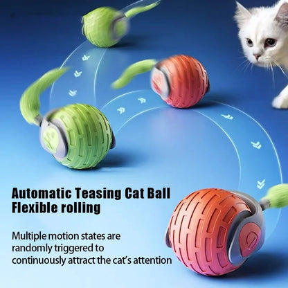 USB Rechargeable Smart Rolling Cat Toy Ball in vibrant colors for feline fun