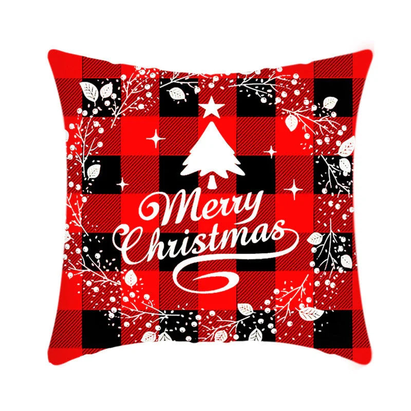 Elk Santa Claus plush cushion cover for festive holiday decor