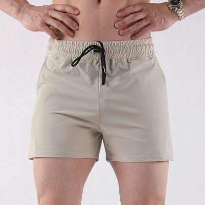 Men's grey polyester basketball shorts with elastic waistband for summer sports wear