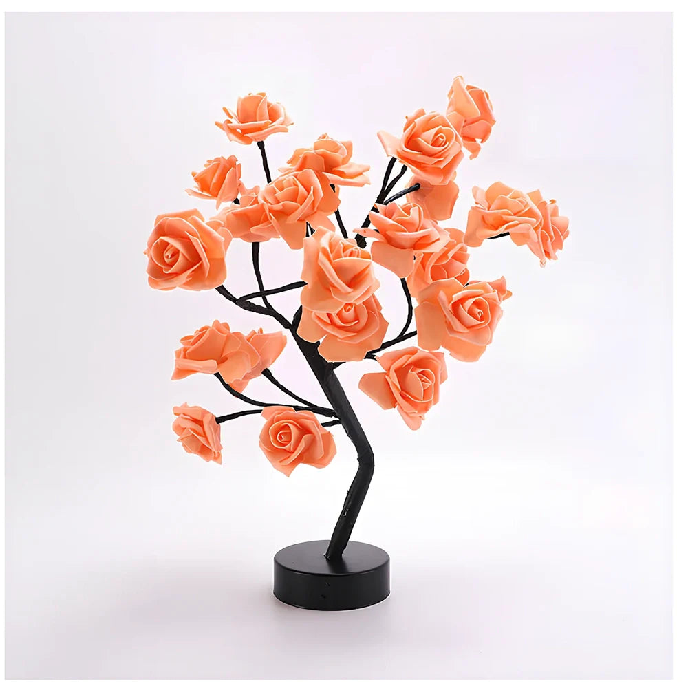 LED rose table lamp with flower design measuring 450mm height with USB power connection