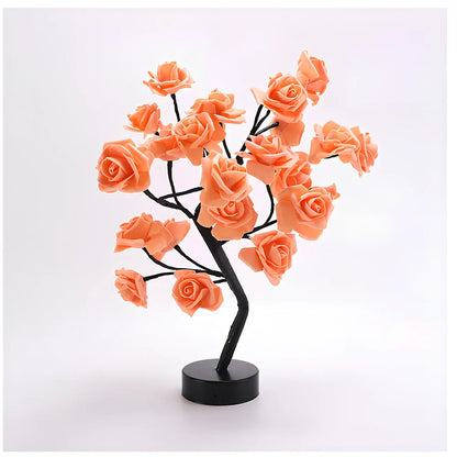 LED rose table lamp with flower design measuring 450mm height with USB power connection