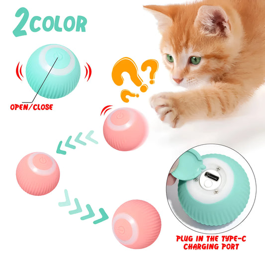 Green intelligent rolling ball toy for cats with 43mm diameter and automatic rotating motion
