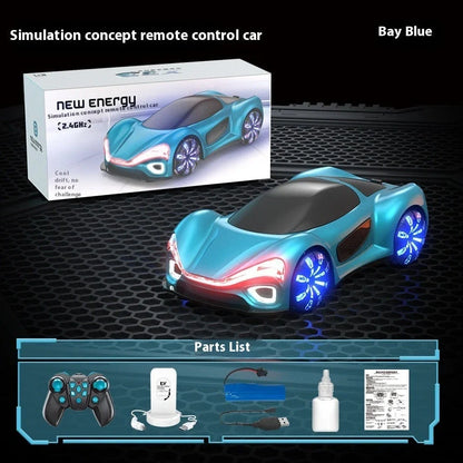 White and blue remote control car with gesture control and drift features for children