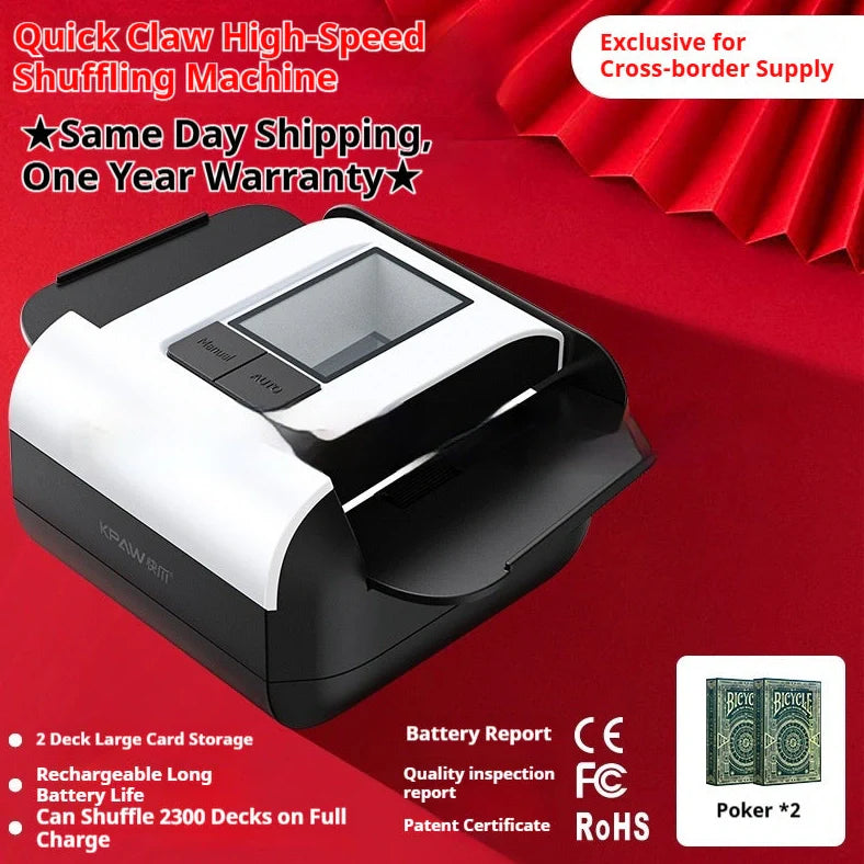 Automatic shuffling machine with wireless calling devices and poker cards on table