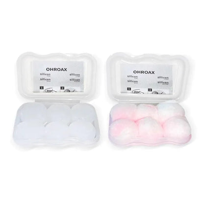Silicone earplugs for sleeping and swimming, soft reusable ear plugs in blue, orange, pink or white, 3 pairs per box.