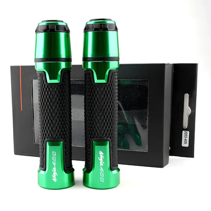 Kawasaki motorcycle silicone handlebar grips with diamond-pattern texture in multiple colours
