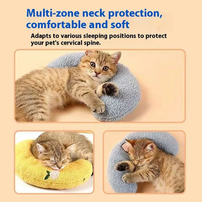 Blue U-shaped cat neck protection pillow with moon design measuring 39×50cm