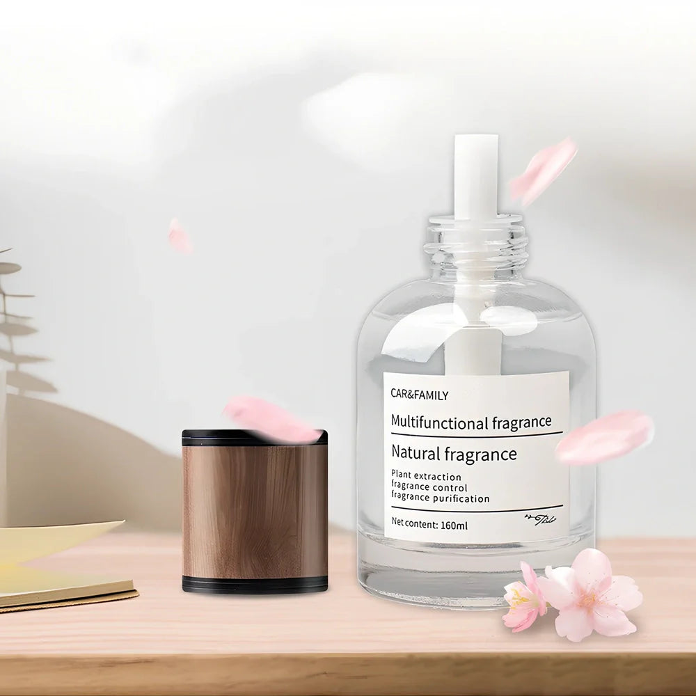 Car mounted fragrance perfume with 120mm round glass bottle on car air vent