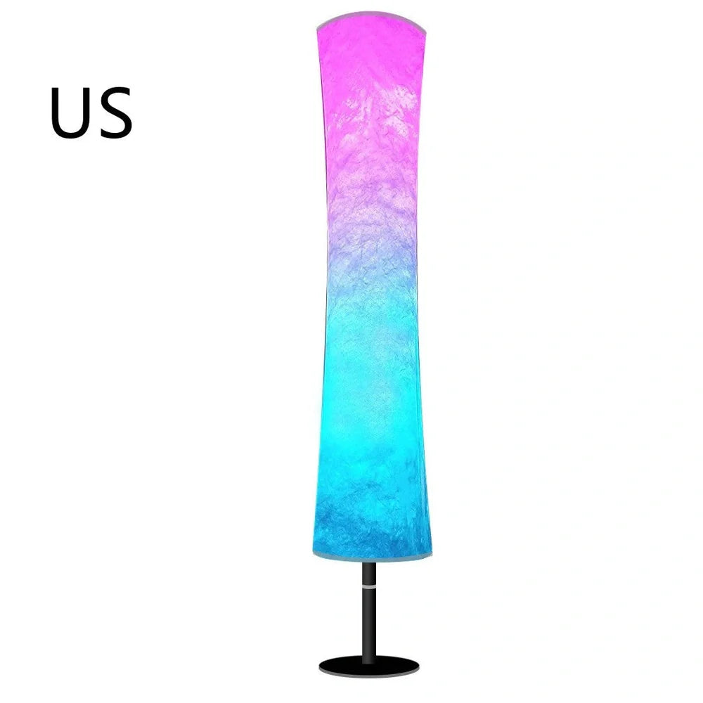 RGB fabric circular floor lamp with APP control standing 1.66 metres tall with removable washable fabric cover