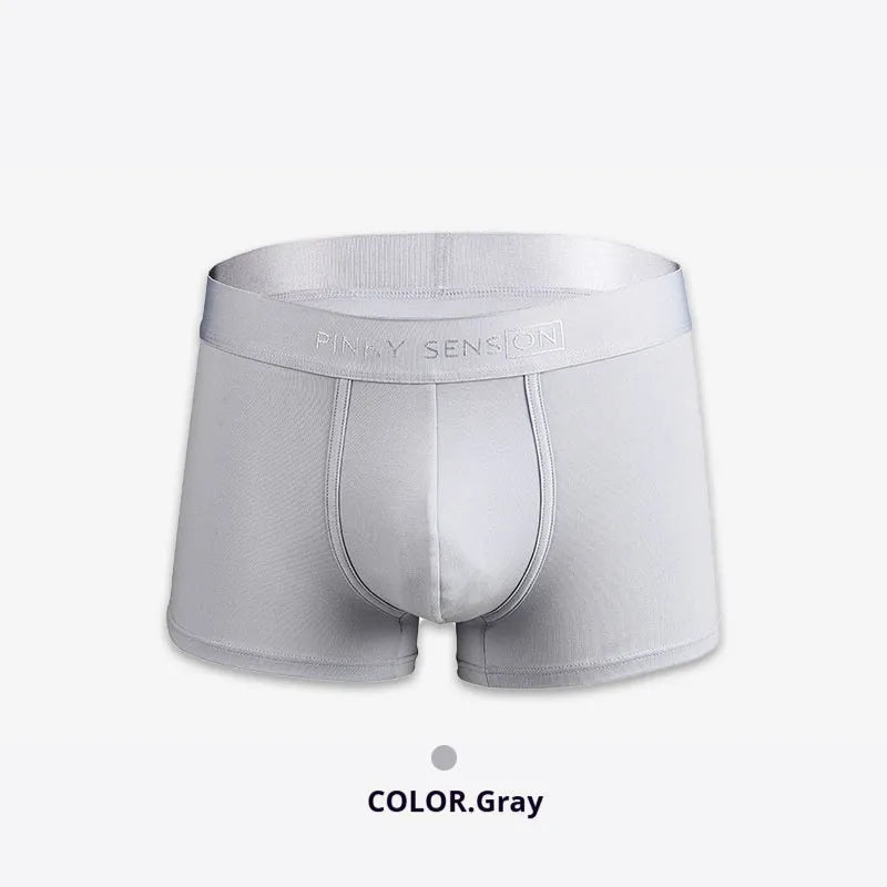 Men's solid colour cotton boxer shorts showing available colours: black, white, silver grey, light green