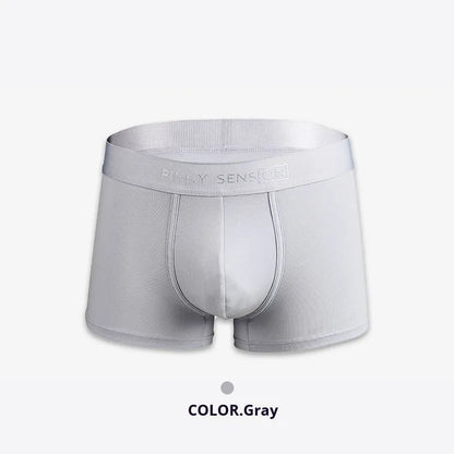 Men's solid colour cotton boxer shorts showing available colours: black, white, silver grey, light green