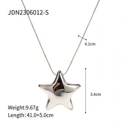 Radiant 18K gold-plated star necklace with stainless steel pendant and ball bead chain