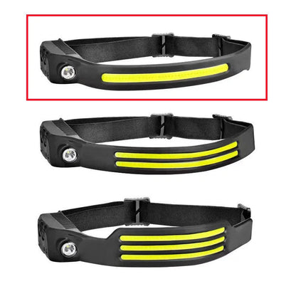 USB rechargeable LED induction headlamp for camping and hunting with adjustable headband