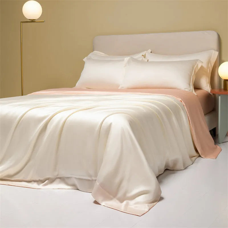 Luxury Lenzing Tencel quilt sheets set in Aurora Blue with 200 thread count twill weave and UK sizing