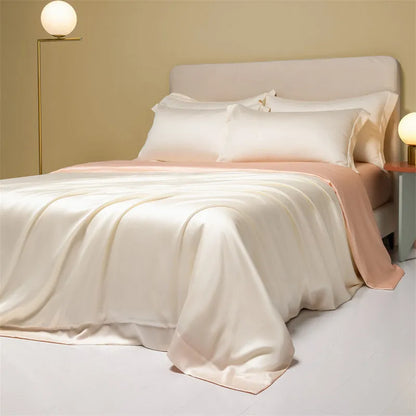 Luxury Lenzing Tencel quilt sheets set in Aurora Blue with 200 thread count twill weave and UK sizing
