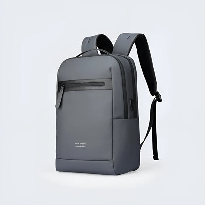 Graphite grey Oxford cloth USB business backpack with charging port and under 20-litre capacity.