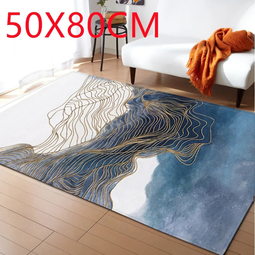 Rectangular polyester fibre carpet with marble pattern in 121.9x160cm and 50x80cm sizes