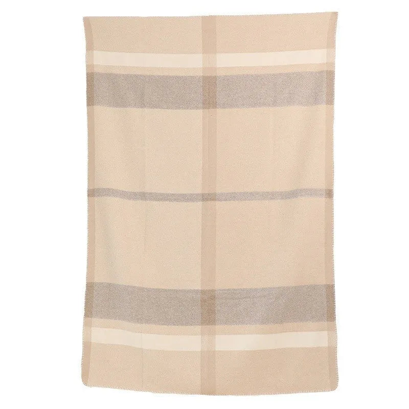 Wool jacquard twill striped blanket in green, purple, or carbon black for camping and household use